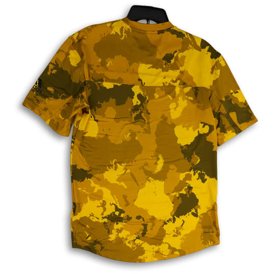 Mens Yellow Brown Camouflage Crew Neck Short Sleeve Pullover T-Shirt Size S image number 2