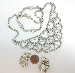 Vintage Icy Rhinestone Statement Necklace & Bracelet w/ Weiss Clip On Earrings 60.1g alternative image