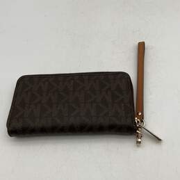 Michael Kors Womens Brown Gold Leather Credit Card Holder Zip Around Wallet alternative image