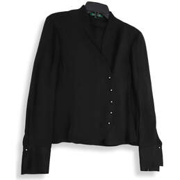NWT Womens Black Long Sleeve Double Sided Cufflinks Button-Up Size 10