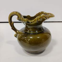 McCoy Ceramic Green Small Pitcher and Matching Bowl alternative image