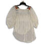 NWT Womens White Embroidered Hi-Low Hem 3/4 Sleeve Blouse Top Size S image number 2