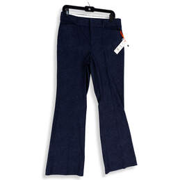 NWT Womens Navy Blue Flat Front Slash Pockets Bootcut Leg Ankle Pants Size 10
