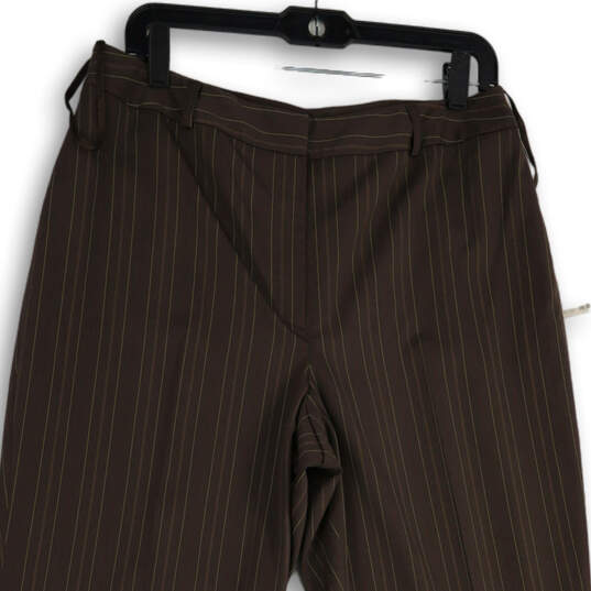 Womens Brown Striped Flat Front Straight Leg Dress Pants Size 12 image number 3