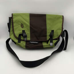 Mens Green Black Inner Pockets Adjustable Strap Buckle Messenger Bag