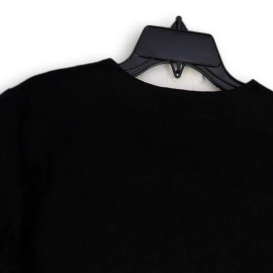Womens Black Round Neck Short Sleeve Button Front Blouse Top Size L 14/16 image number 4