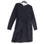 Womens Black Long Sleeve Wrap V-Neck Pullover Sheath Dress Size 10P image number 3
