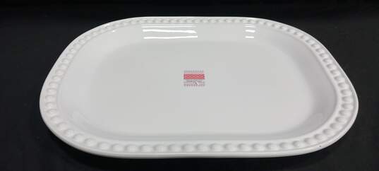 Fapor Portugal Delmar White Embossed Dots Rim Ceramic Platter image number 1