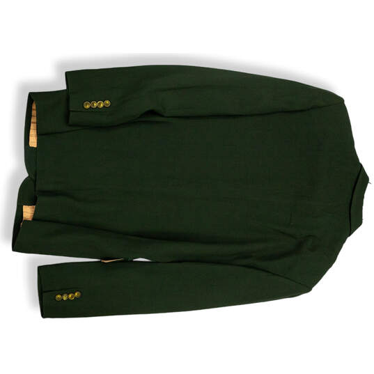 Womens Green Notch Lapel Collar Long Sleeve Pockets 3-Button Blazer Size 4 image number 2