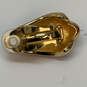 Designer Swarovski Gold-Tone Clear Rhinestone Clip On Classic Stud Earrings image number 4