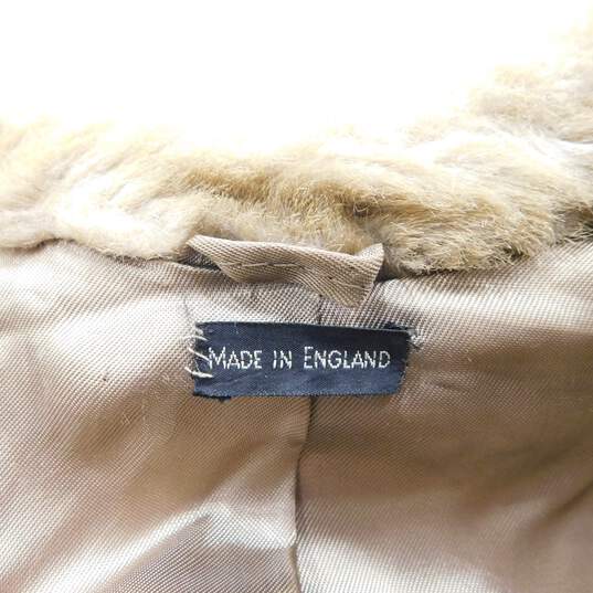 Vintage Women's English Brown Faux Fur Open Front Coat image number 3