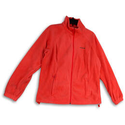 Womens Orange Mock Neck Long Sleeve Pockets Full-Zip Jacket Size XL
