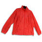 Womens Orange Mock Neck Long Sleeve Pockets Full-Zip Jacket Size XL image number 1