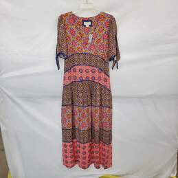 Maeve Multicolor Short Sleeve Maxi Dress WM Size 6P NWT