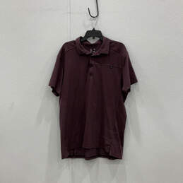 Mens Purple Short Sleeve Spread Collar Golf Polo Shirt Size XL