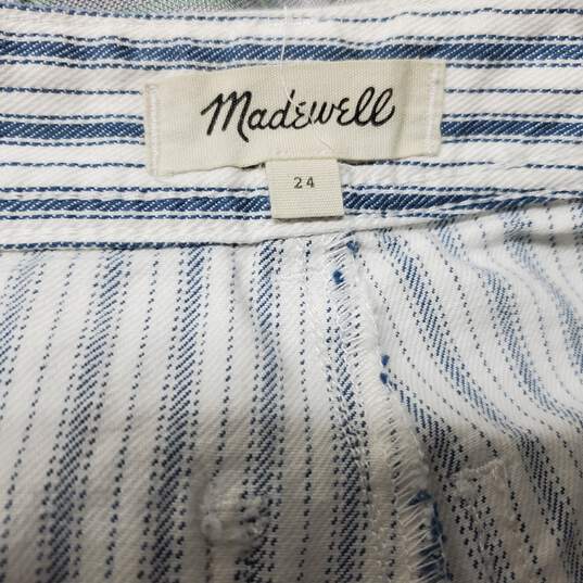 Madewell Womens Emmett Wide-Leg Crop Pants in Stripe Button-Front Sz 24 image number 2