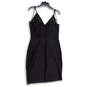 Womens Black Spaghetti Strap Front Lace-Up V-Neck Bodycon Dress Size XL image number 2