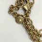 Designer J. Crew Gold-Tone Chain Blue Crystal Cut Stone Statement Necklace image number 4