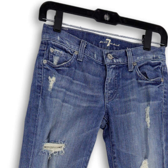 Womens Blue Denim Distressed Medium Wash Pockets Straight Leg Jeans Size 24 image number 3