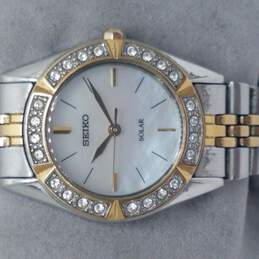 Seiko Solar V117-0AN0 Two Toned With Crystal Accents Watch