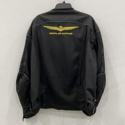 Mens Black Long Sleeve Front Pocket Full-Zip Motorcycle Jacket Size 3XL