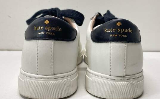 Buy the Kate Spade Fez Glitz White Leather Lace Up Sneakers Shoes Size ...