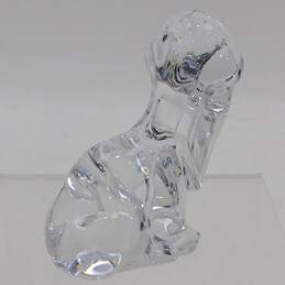 Signed Daum France Clear Crystal Hound Dog Figurine Paperweight 3.5"