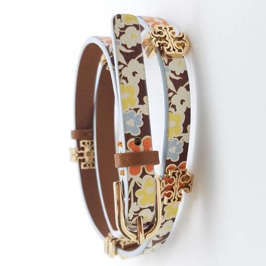 Buy the Tory Burch Floral Leather Double Wrap Bracelet  | GoodwillFinds