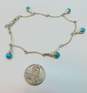 Carolyn Pollack Relios 925 Southwestern Turquoise Bead Squash Flower Charms Bar Chain Anklet 7.4g image number 4