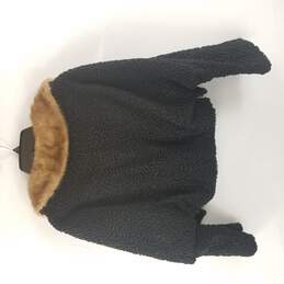 Vintage Lehrer Women Black Trimmed Fur Button Up Cropped Jacket S alternative image