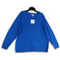 NWT Womens Blue Knitted V-Neck Long Sleeve Pullover Sweater Size 2X image number 1