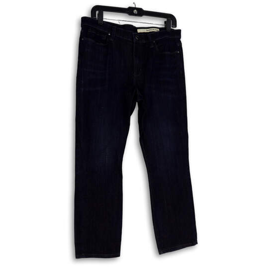 Womens Blue Medium Wash Regular Fit Pockets Denim Straight Jeans Size 12 image number 1