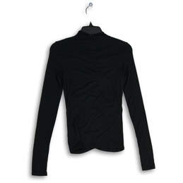 NWT Womens Black Knitted Ruched Turtleneck Long Sleeve Blouse Top Size XS alternative image