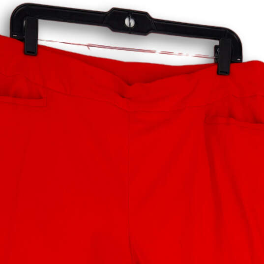Womens Red Flat Front Elastic Waist Welt Pocket Capri Pants Size 14 image number 3