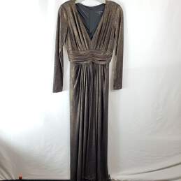 David Meister Women Black/Gold Maxi Dress Sz 4 alternative image