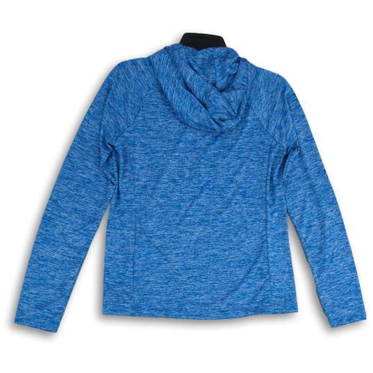 Womens Blue Heather Long Sleeve Drawstring Activewear Pullover Hoodie Size Small image number 2