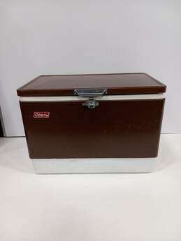 Vintage Coleman Brown/Beige Metal Cooler