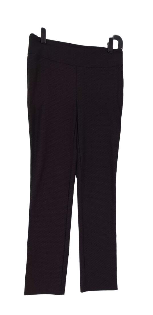 Womens Purple Dark Wash Stretch Straight Leg Flat Front Dress Pants Size 4 image number 1