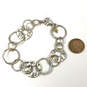 Designer Silpada 925 Sterling Silver Hammered Circle Link Chain Bracelet image number 3