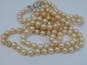 Vintage Crown Trifari Faux Pearl Rhinestone Double Strand Necklace 112.9g image number 3