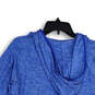 Womens Blue Long Sleeve V-Neck Hooded Pullover Activewear T-Shirt Size XL image number 4