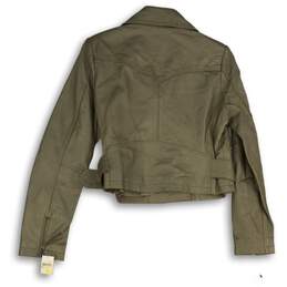 NWT Relativity Womens Brown Leather Asymmetrical Hem Motorcycle Jacket Size MP alternative image