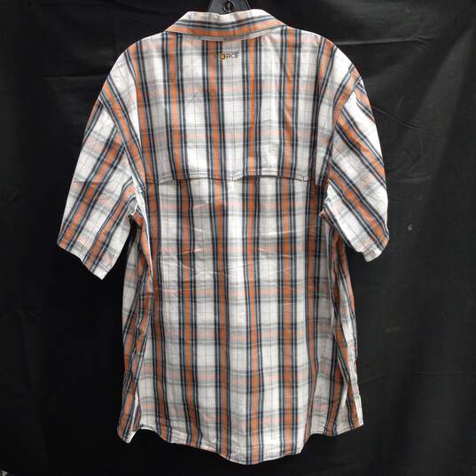 Carhartt Men's Force Relaxed Fit Black/Orange Plaid SS Button Up Size Size XL image number 2