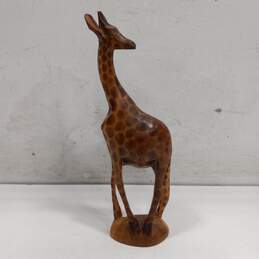 Carved Wooden Giraffe Figurine
