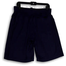 Mens Blue Elastic Waist Stretch Flat Front Drawstring Bermuda Shorts Size L alternative image