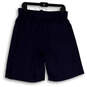 Mens Blue Elastic Waist Stretch Flat Front Drawstring Bermuda Shorts Size L image number 2