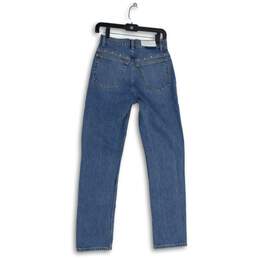 Re/Done Womens Blue Denim Studded Medium Wash Straight Leg Jeans Size 24 alternative image