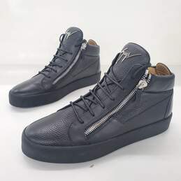 Giuseppe Zanotti Men's Black Leather High Top Sneakers Size 12 AUTHENTICATED alternative image