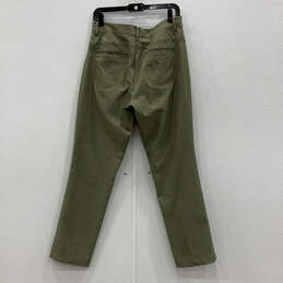 Mens Green Flat Front Straight Leg Front Pocket Ankle Pants Size 32