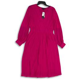 NWT Banana Republic Womens Pink Surplice Neck Pleated Midi A-Line Dress Size S